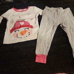 Carter's Snowman Pajama Set - White, Gray, and Pink
